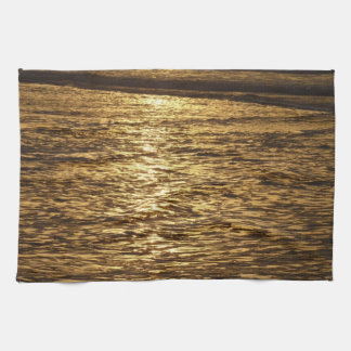 California Sunset Waves Ocean Seascape Tea Towel
