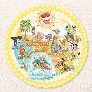California Sunshine Round Paper Coaster
