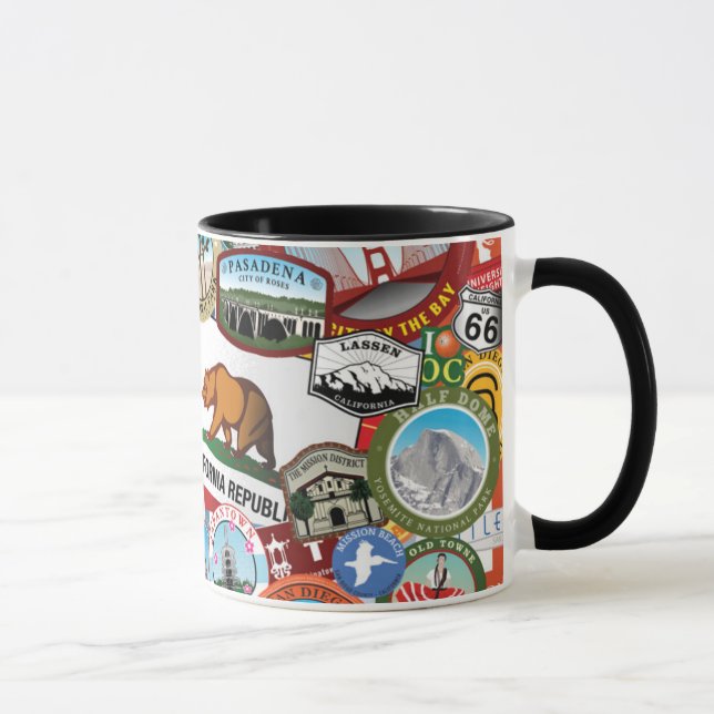 California Super Sticker Collage Pattern Mug (Right)