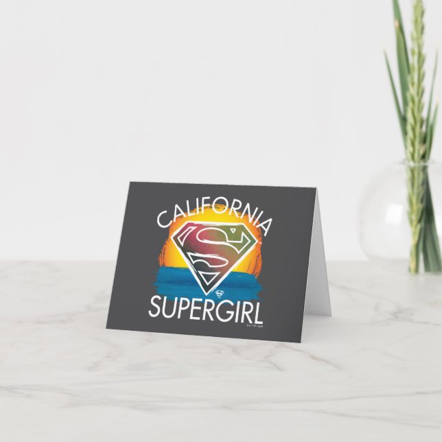 California Supergirl Sunset Graphic Note Card (Front)