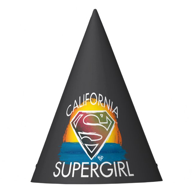 California Supergirl Sunset Graphic Party Hat (Front)
