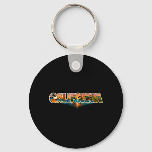 California Surf Retro Beach Vintage Cali Sun SF SD Key Ring