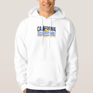 California Surf Wave Line Illustration Sun Beach V Hoodie