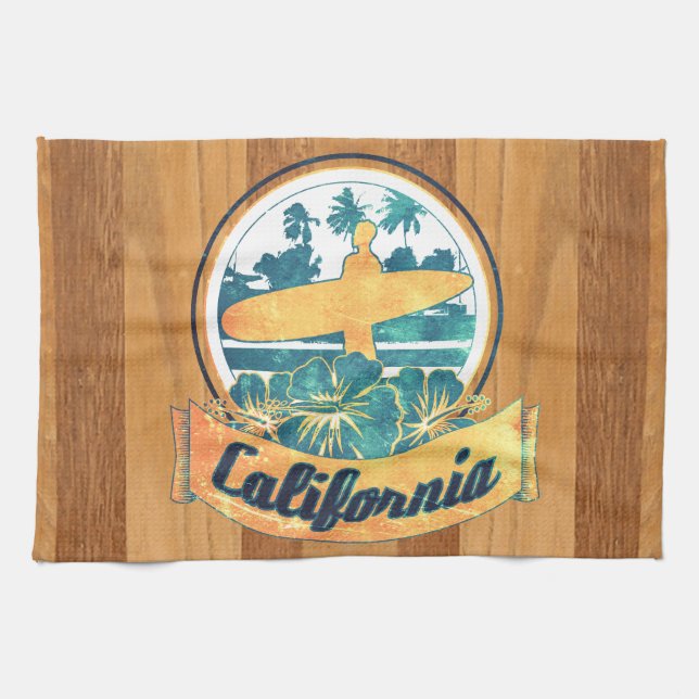California surfboard tea towel (Horizontal)
