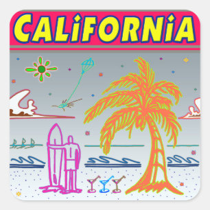 "CALIFORNIA" Surfer Beach Sticker