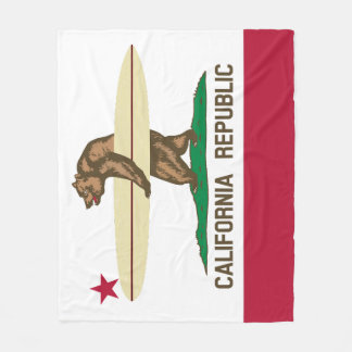 California Surfer Bear Flag Fleece Blanket