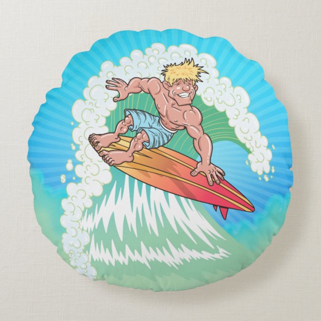 California Surfer Round Cushion (Front)