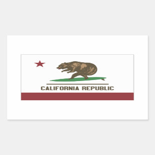 California Surfing Bear Rectangular Sticker
