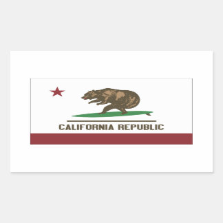 California Surfing Bear Rectangular Sticker