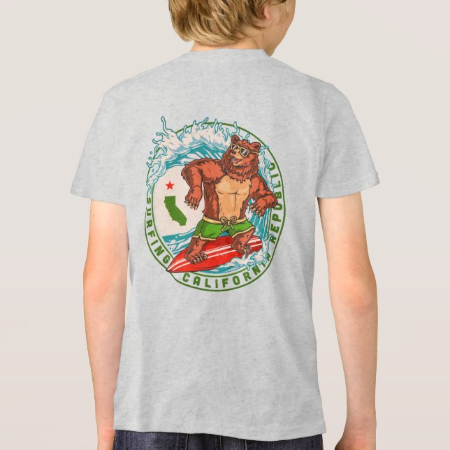 California Surfing Bear Republic Tri-Blend Shirt (Back)