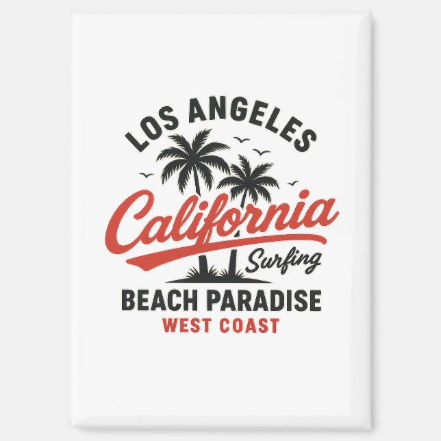 California Surfing Los Angeles Beach Paradise West Magnet (Front)