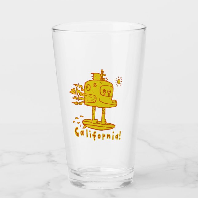 California Surfing Monster Truck Pint Glass (Front)