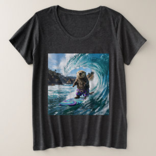 California Surfing Sea Otter Plus Size T-Shirt