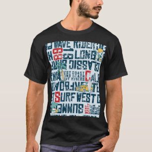 California Surfing Team: Grunge Seamless Pattern. T-Shirt