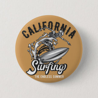 California Surfing the Endless Summer 6 Cm Round Badge