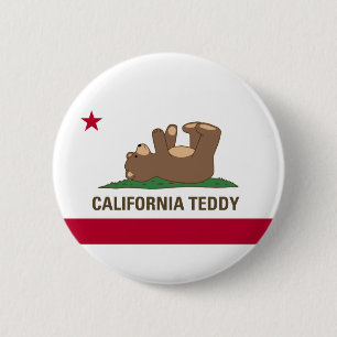 California Teddy Bear Flag 6 Cm Round Badge