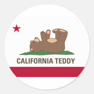 California Teddy Bear Flag Classic Round Sticker