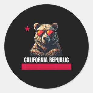 California The Golden State Bear Flag  Classic Round Sticker
