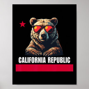 California The Golden State Bear Flag  Poster