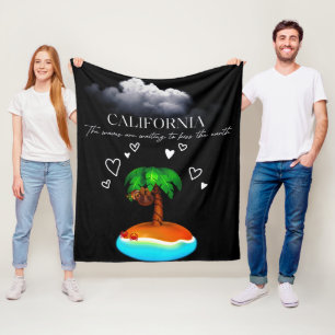California, The Waves Are Waiting To Kiss The Eart Fleece Blanket
