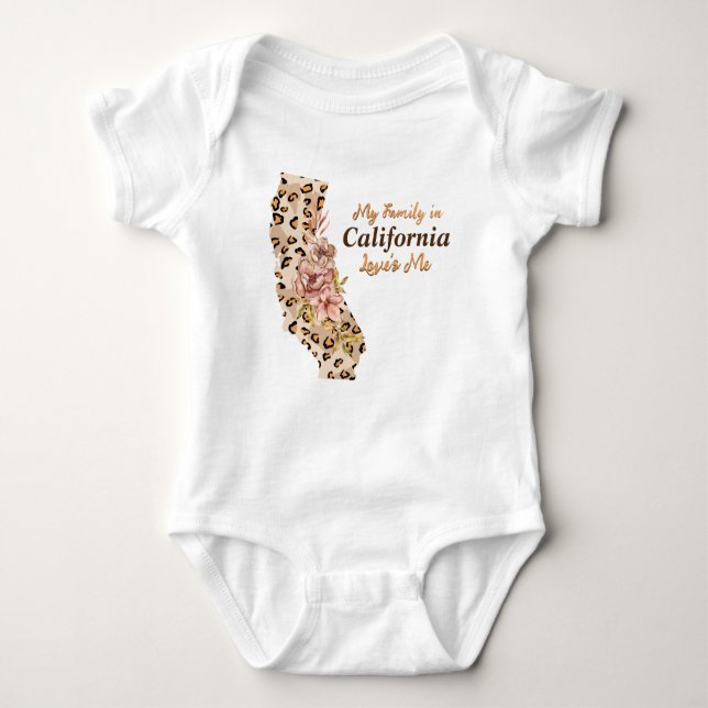 California Themed Baby Clothes, California State Baby Bodysuit (Front)