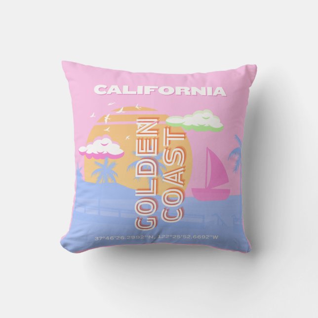California, Travel Art, Preppy Cushion (Front)