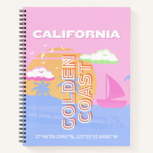 California, Travel Art, Preppy Notebook