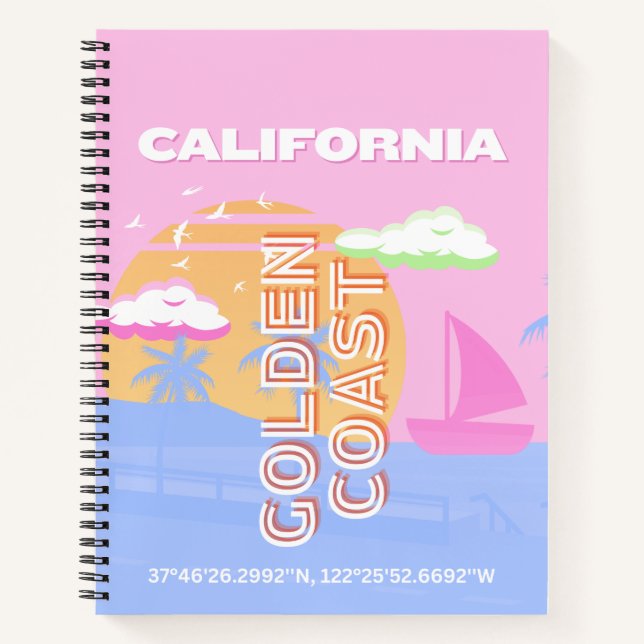 California, Travel Art, Preppy Notebook (Front)