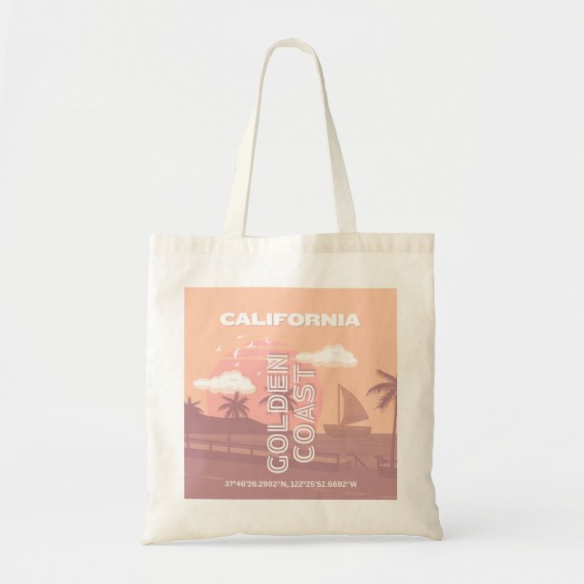 California, Travel Art, Preppy, Pastel Tote Bag (Front)