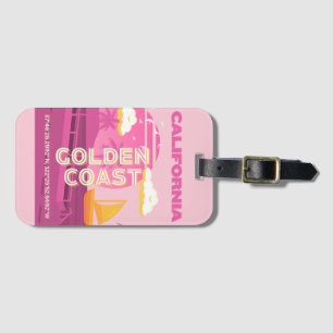 California, Travel Art, Preppy, Pink Luggage Tag
