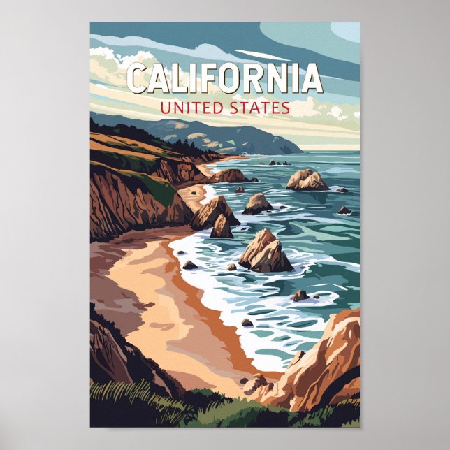 California Travel Art Vintage Poster (Front)