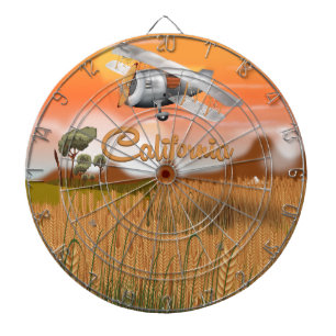 California Travel Poster Cartoon Dartboard