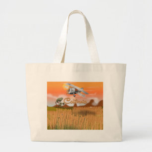 California Travel Poster Cartoon Large Tote Bag