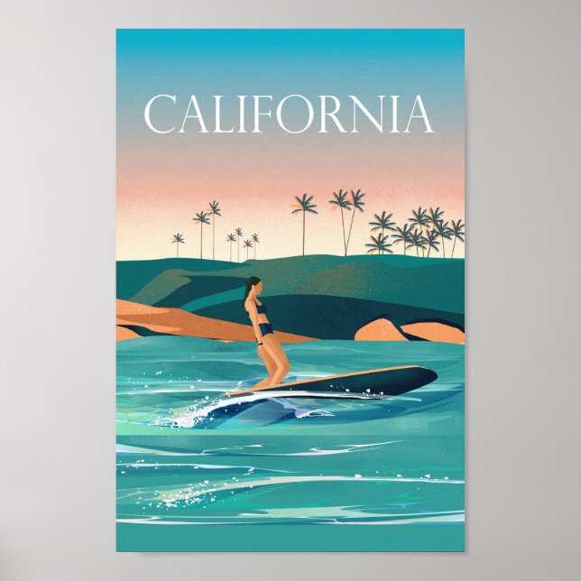 California travel poster surf (Front)