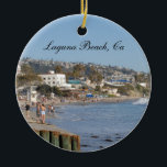 California Travel Vacation Photo Laguna Beach Ceramic Tree Decoration<br><div class="desc">Travel Christmas ornament with a photo of the ocean at Laguna Beach,  California.  Use the template to add the year on the back.  This ornament is a great souvenir for a vacation in Laguna Beach.</div>