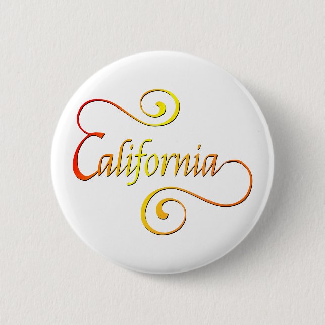 California Typography Art 6 Cm Round Badge (Front)