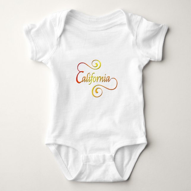 California Typography Art Baby Bodysuit (Front)