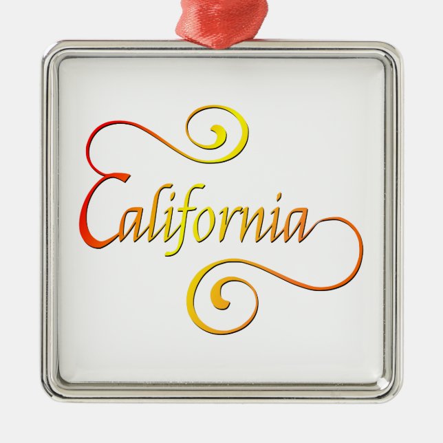 California Typography Art Metal Tree Decoration (Front)