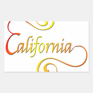 California Typography Art Rectangular Sticker