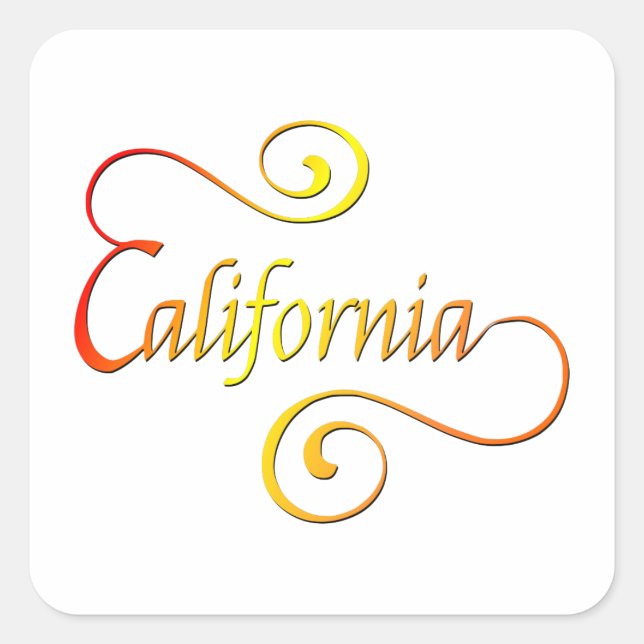 California Typography Art Square Sticker (Front)