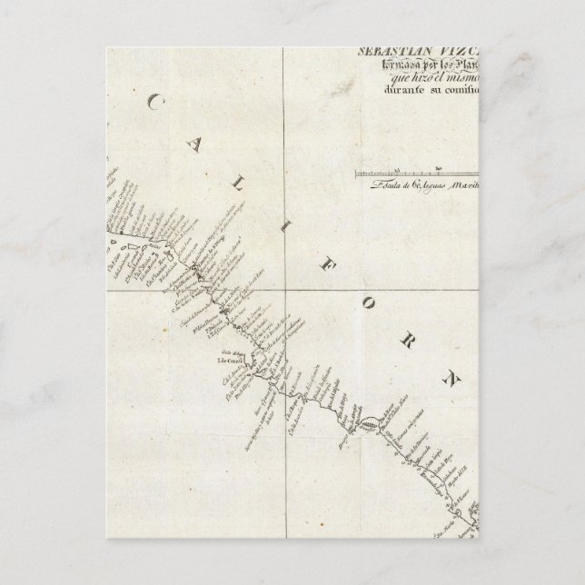 California Uncolored chart Postcard (Front)