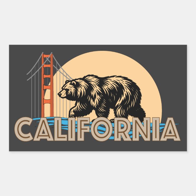 California United States of America Rectangular Sticker (Front)