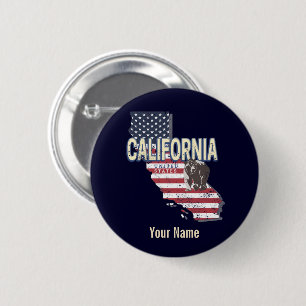 California United States Retro State Map Vintage 6 Cm Round Badge