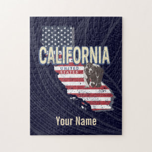 California United States Retro State Map Vintage Jigsaw Puzzle
