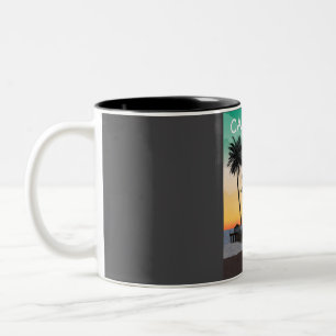 California United States Vintage Miniimal Retro Tr Two-Tone Coffee Mug