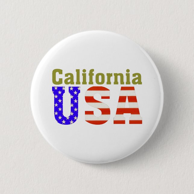 California USA! 6 Cm Round Badge (Front)