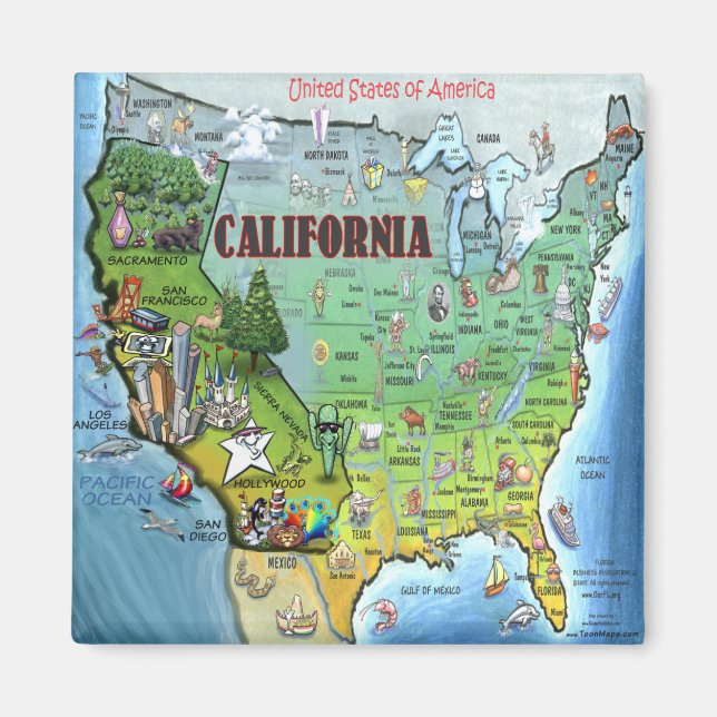 California USA Map Magnet (Front)