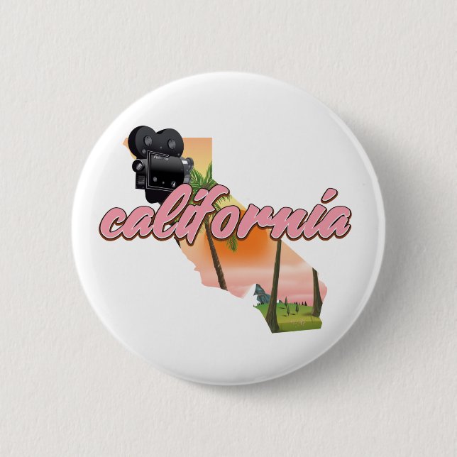 California USA map poster 6 Cm Round Badge (Front)
