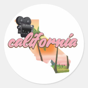 California USA map poster Classic Round Sticker
