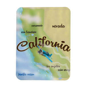 California USA vintage map and travel poster Magnet